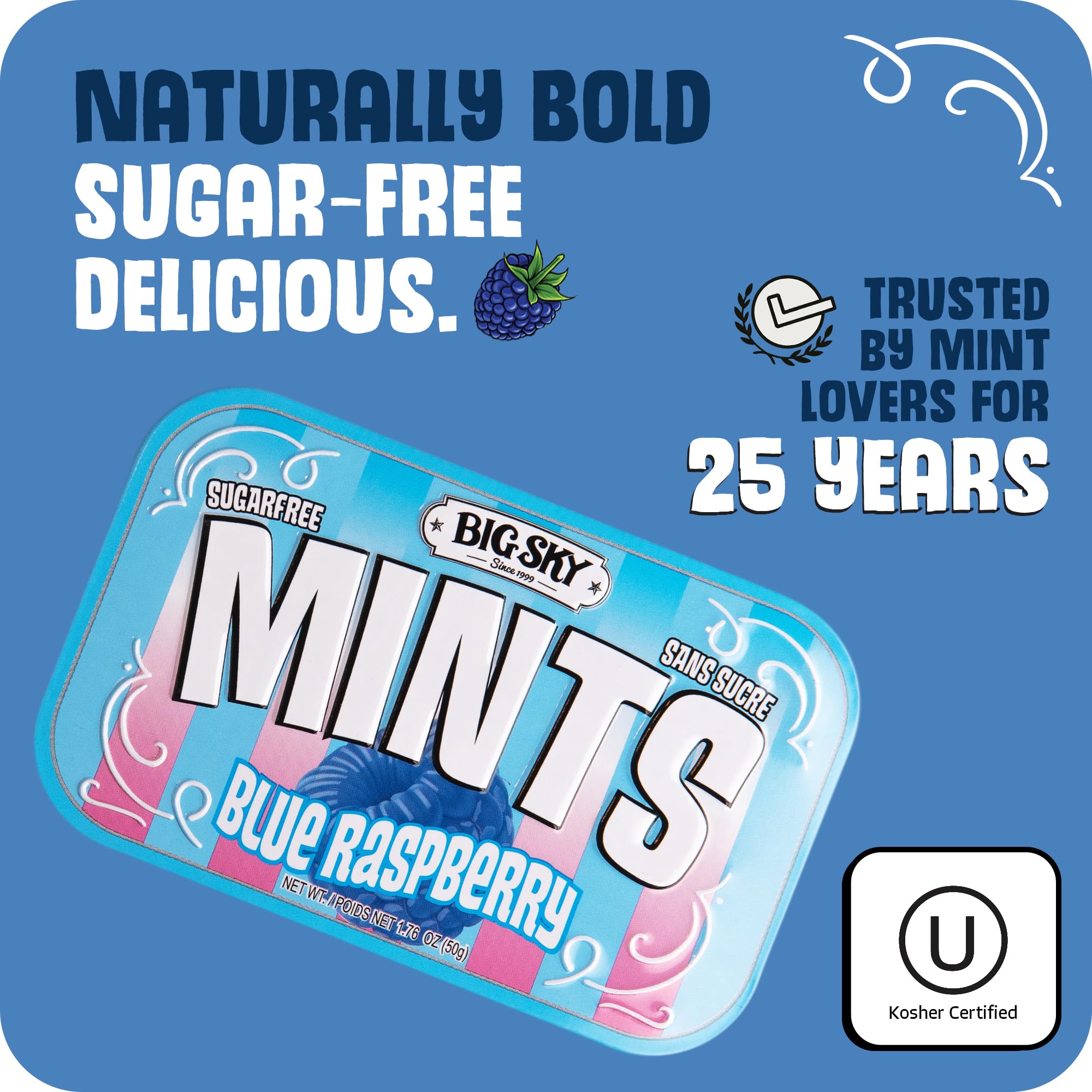 Amazon.com : Big Sky Sugar Free Blue Raspberry Mints - 50 Count